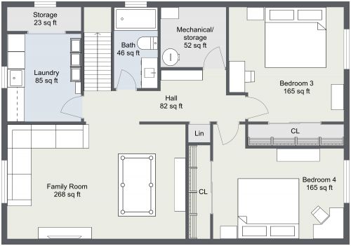 2 Story 4 Bedroom Layout