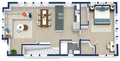 Single Garage Apartment Plan With One Bedroom