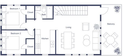 2 Bedroom Garage Layout With Balcony