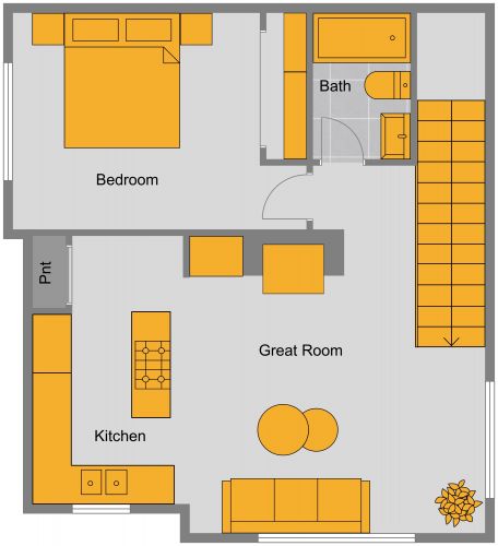Garage Apartment Floor Plan With Fireplace