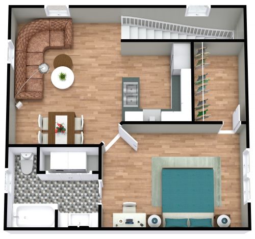 Garage Apartment Plan With Large En-Suite Bedroom