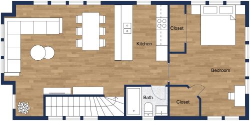 Single Garage Apartment Plan With One Bedroom