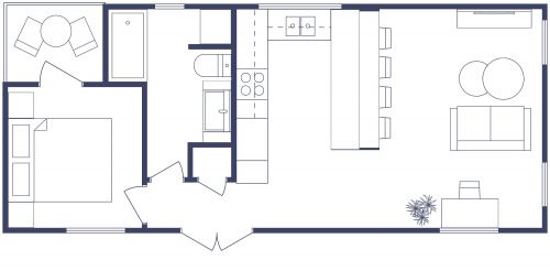 1 Bedroom Tiny House Plan