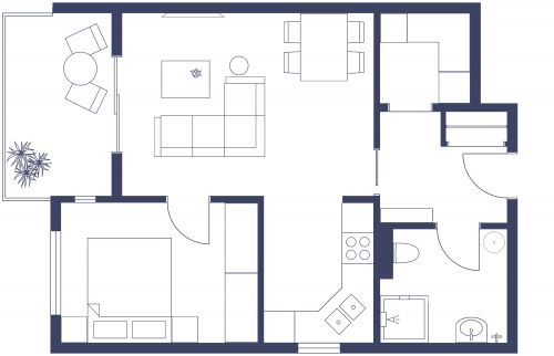 1 Bedroom Floor Plan With Separate Laundry