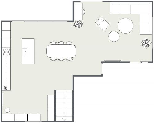 Contemporary Open Kitchen Floor Plan Design