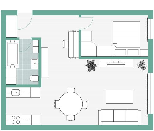 1 Bedroom Floor Plan With Galley Kitchen