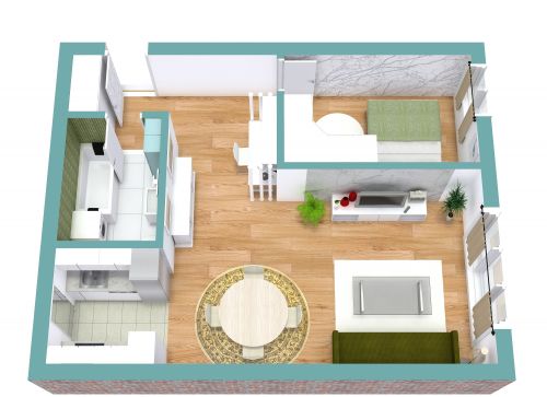 1 Bedroom Floor Plan With Galley Kitchen