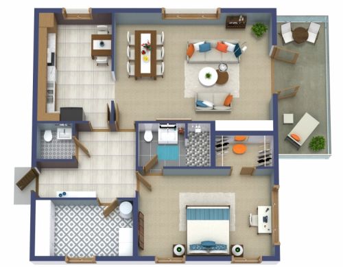 1 Bedroom Floor Plan With Spacious Balcony