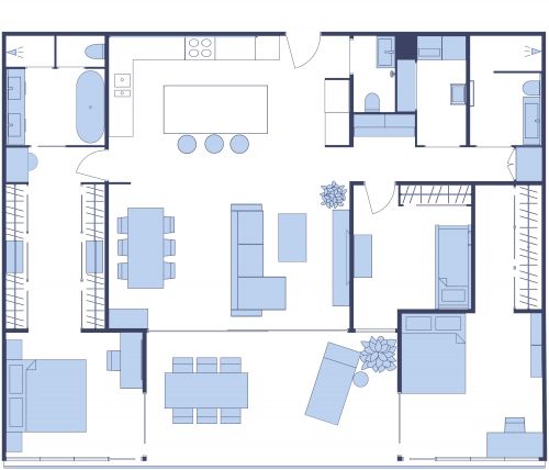 3 Bedroom Luxury Apartment Plan