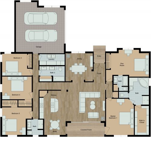 Spacious 5 Bedroom Floor Plan