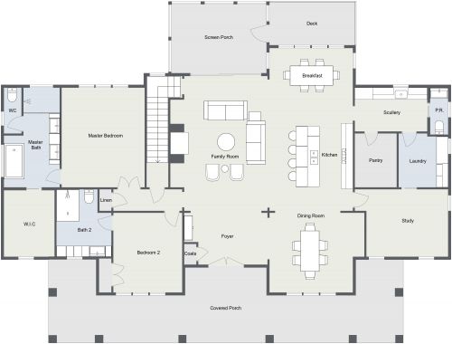 Large 2 Bedroom Floor Plan With Study