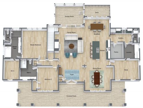 Large 2 Bedroom Floor Plan With Study