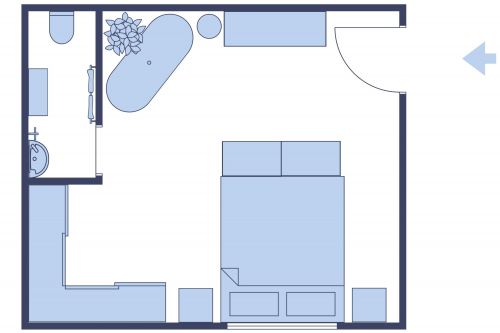 Stylish Greek Inspired Hotel Room Floor Plan