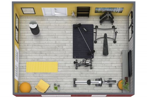 Gym Layout With Yellow Accent Colors