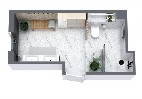 Spacious Scandinavian Style Bathroom Layout