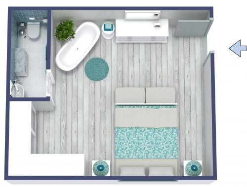 Stylish Greek Inspired Hotel Room Floor Plan