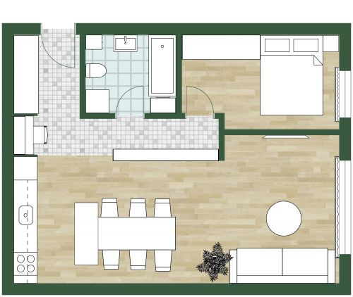 Spacious 1 Bedroom Floor Plan