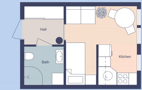 Small and Cozy Studio Apartment Plan