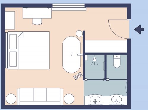 Blue Boutique Hotel Room Layout