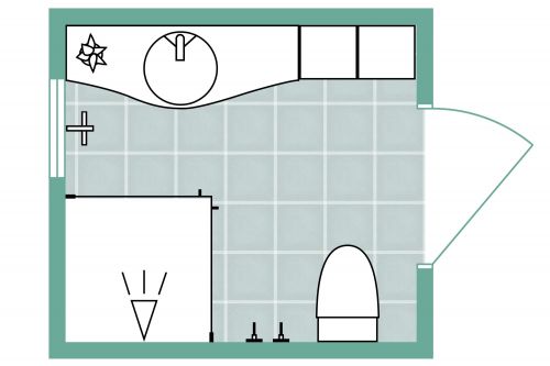 Square, Contemporary Bathroom Layout 