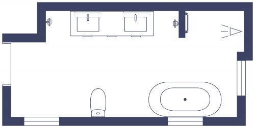 Full Narrow Bathroom Farmhouse Style