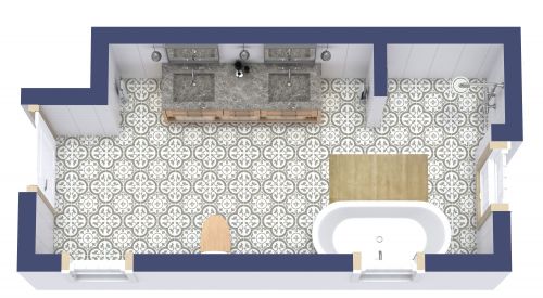 Full Narrow Bathroom Farmhouse Style