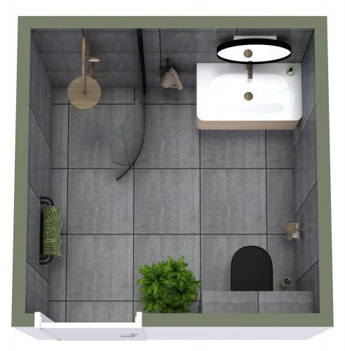 Square Industrial Style Bathroom Floor Plan