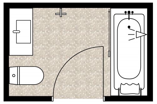 Contemporary Primary Bathroom, Rectangular Layout