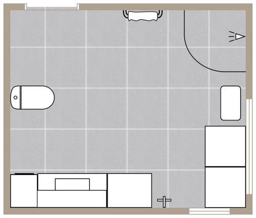 Square 3/4 Bathroom Floor Plan