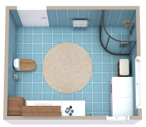 Square 3/4 Bathroom Floor Plan