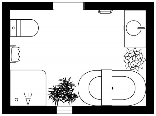 Full Rectangular Bathroom Floor Plan