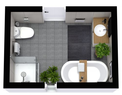 Full Rectangular Bathroom Floor Plan