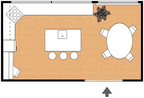 Kitchen Island Floor Plan With Green Countertops