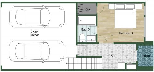 Floor Plan With Large Kitchen and 2 Car Garage