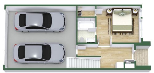 Floor Plan With Large Kitchen and 2 Car Garage