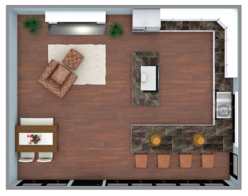 U-Shaped Kitchen Floor Plan With Island