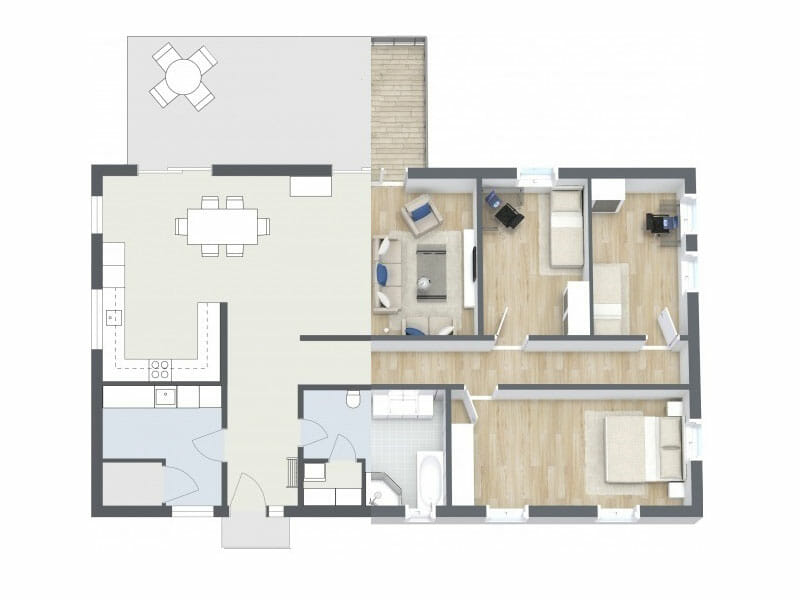 2D and 3D floor plan combination