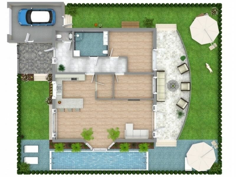 3D Site Plan With Garden and Swimming Pool