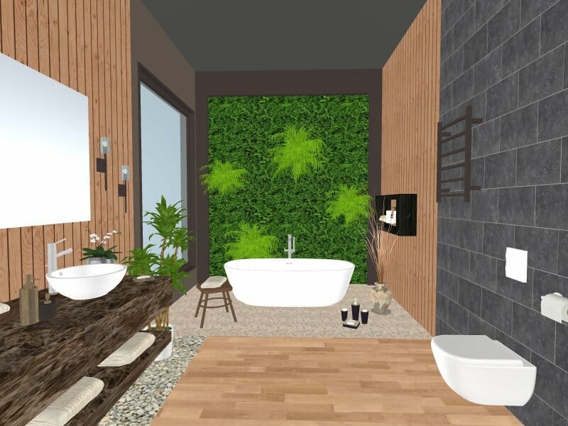3D Snapshot Of Tropical Bathroom