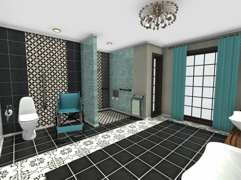 Accessible Bathroom 3D Photo Blue