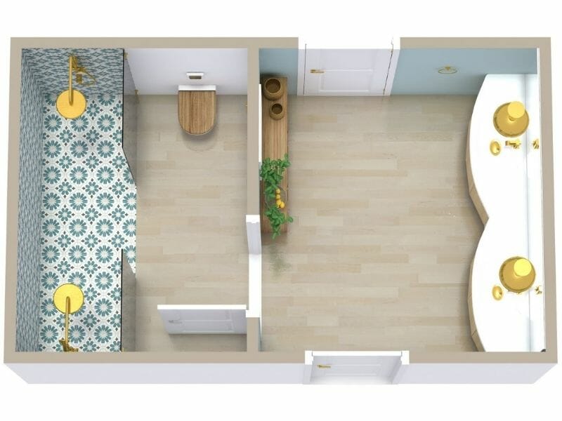 Bathroom 3D Floor Plan Beach Style