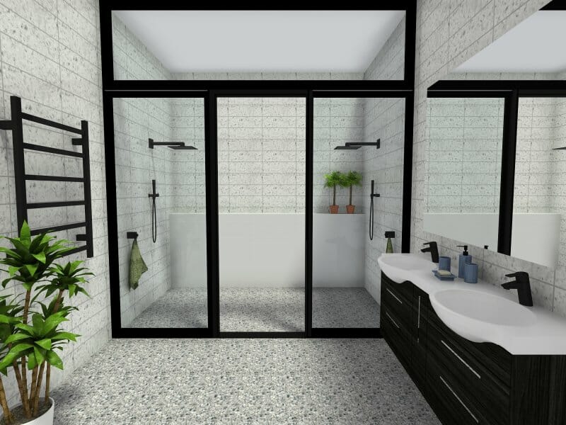Bathroom remodel idea without tub black details