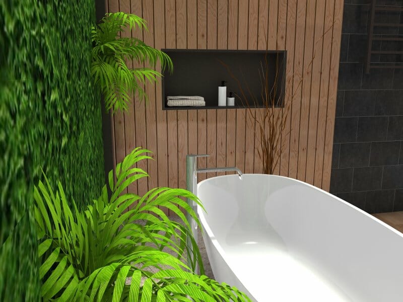 Bathroom style tropical green plants