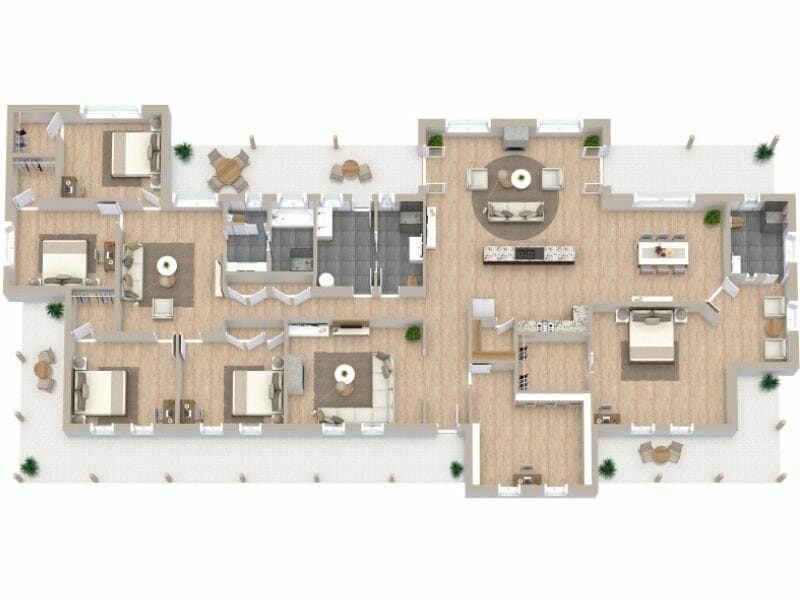 Beautiful 3D House Plan With Five Bedrooms