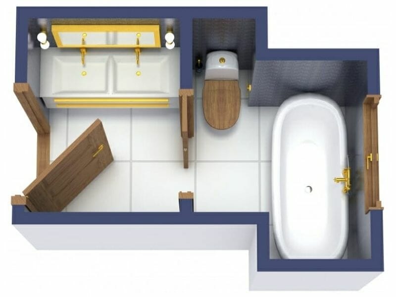 Beautiful Mid Century Modern 3D Bathroom Plan