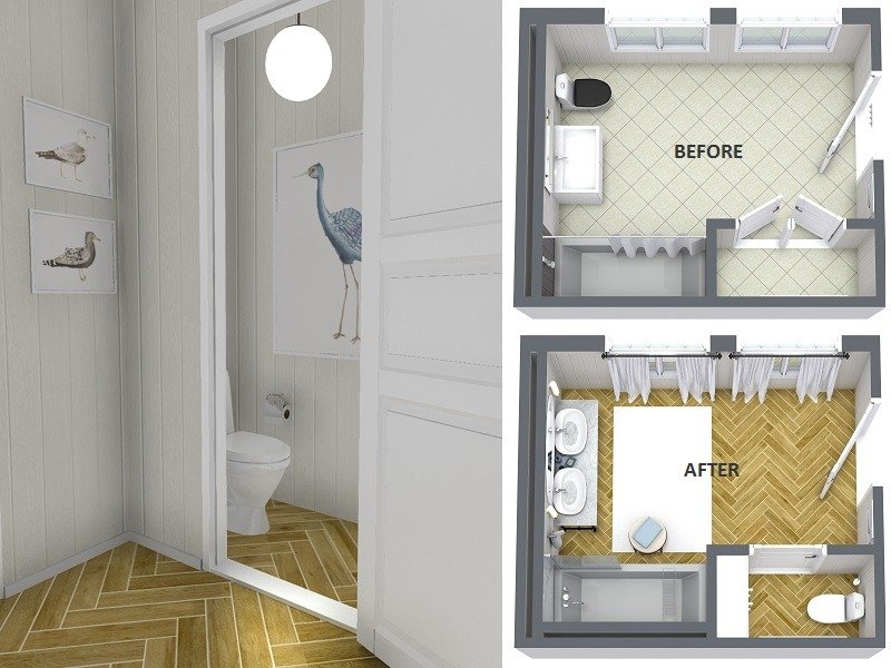 WC design with floor plans