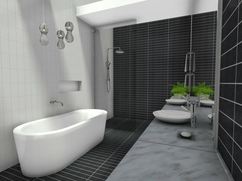 Bathroom remodel idea with black and white colors