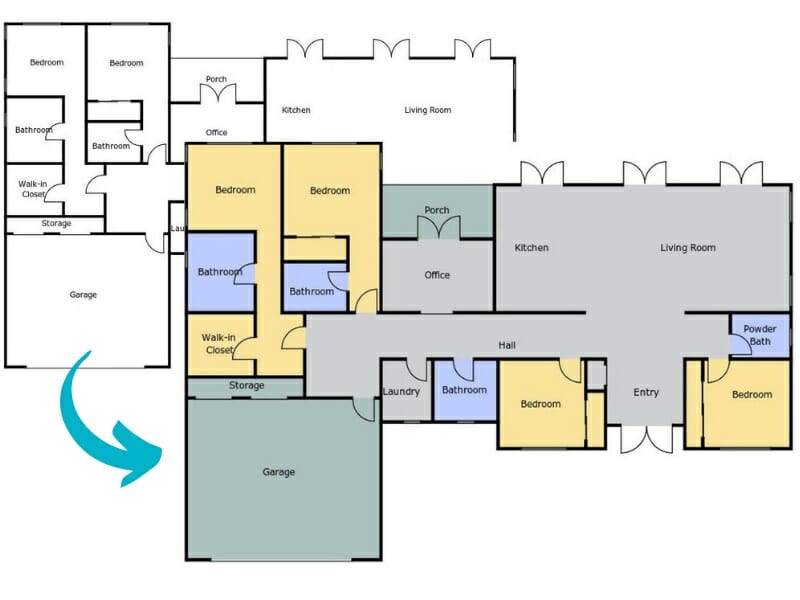 Customize 2D Floor Plan Colors or Black and White