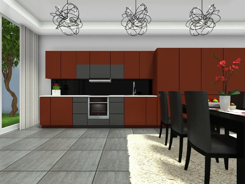 Kitchen design with bold red cabinets