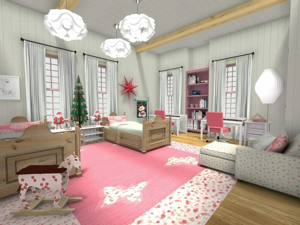 Pink Christmas décor girls bedroom